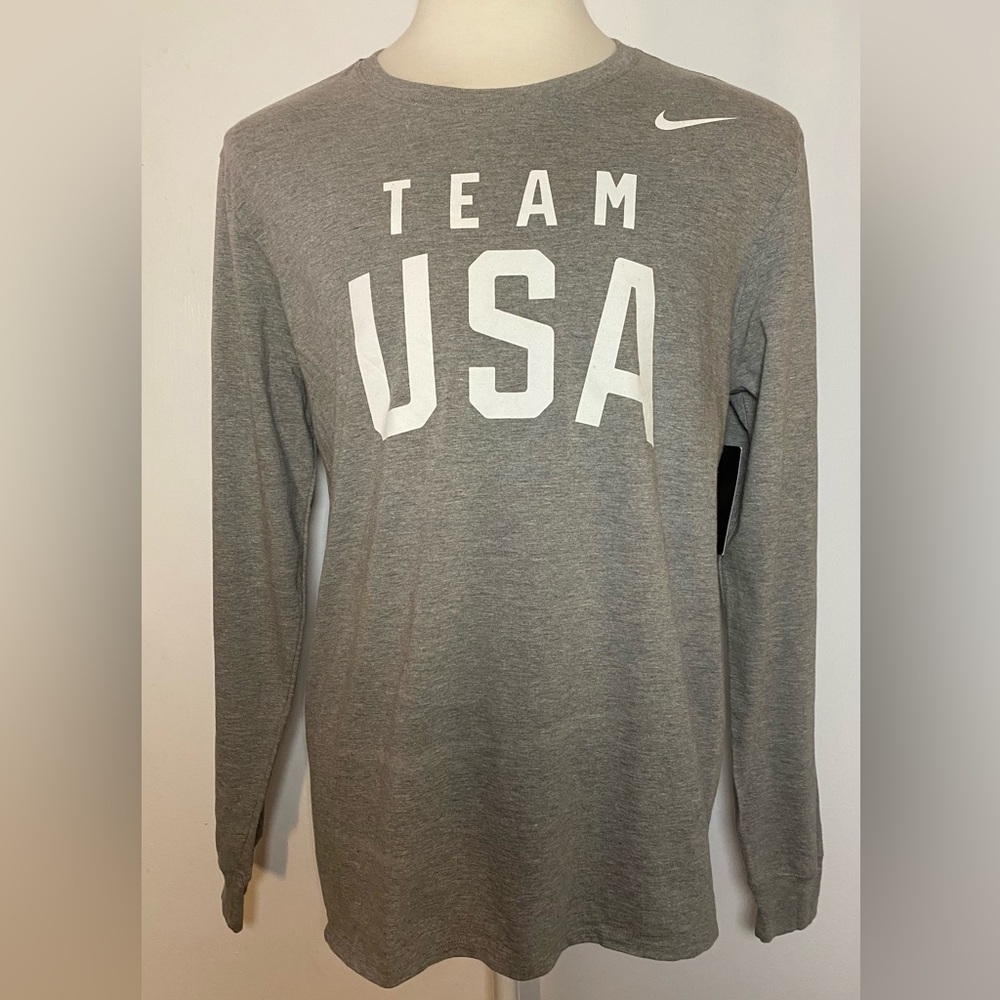 Nike Team USA men’s dark Heather Gray Long Sleeve Tee t-shirt size XL